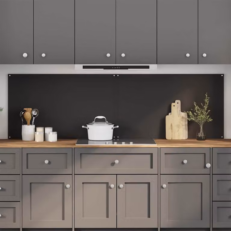 Set di 2 schienali da cucina vidaXL in vetro temperato nero, L: 100 cm, H: 60 cm