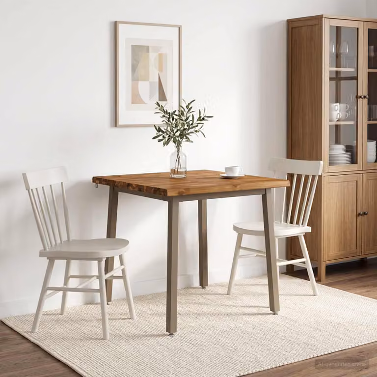 Tavolo da pranzo rettangolare vidaXL in legno di acacia massello con bordo naturale, Colore Marrone, L 80 x P 80 x H 75 cm