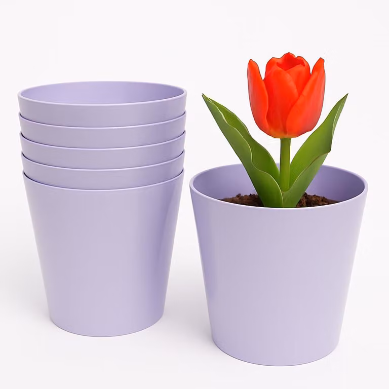 Set di 6 vasi da fiori color lilla - 15 cm, design moderno
