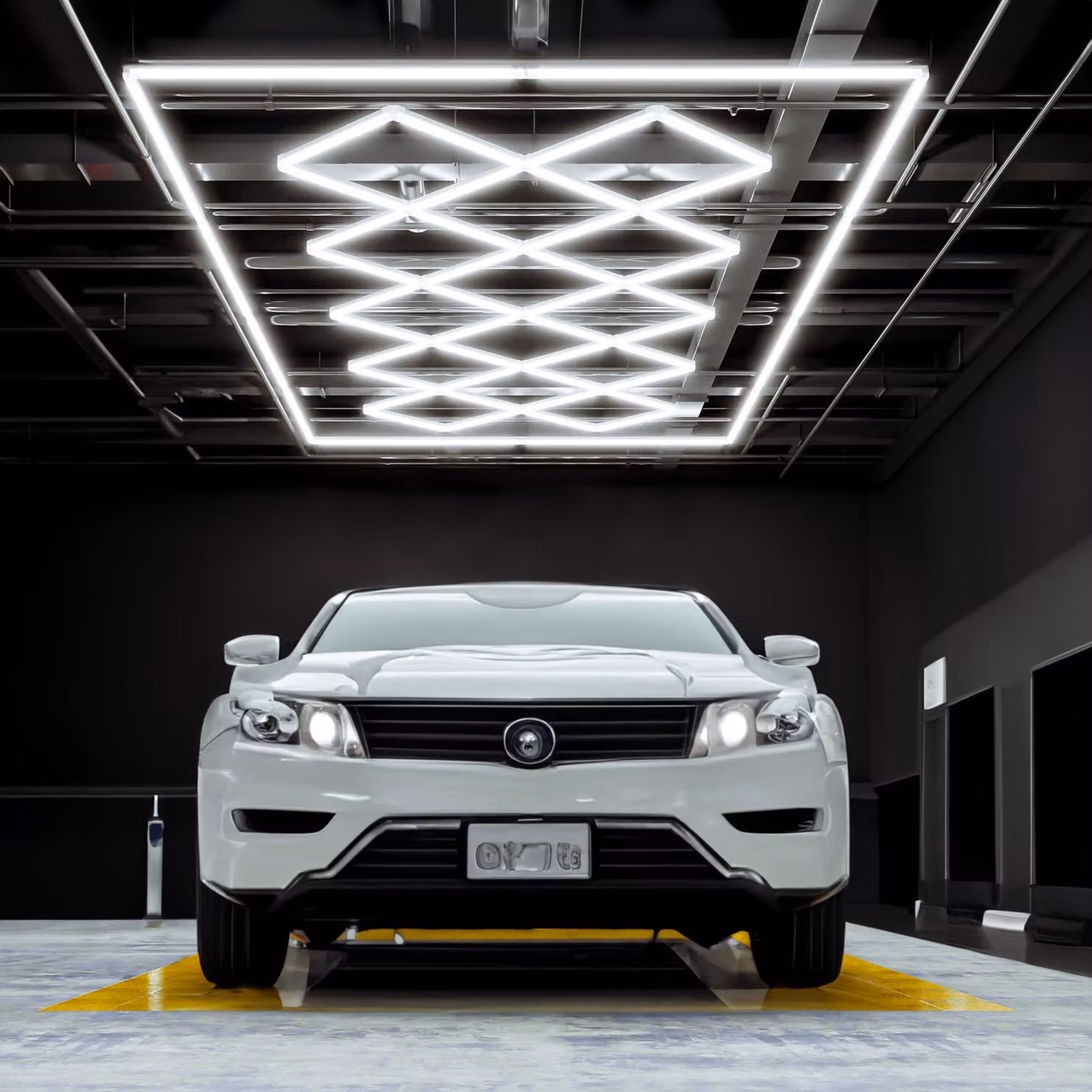 Lampada da garage a LED, 56.320 lumen, motivo a diamante, 6500K, 512W, colore bianco