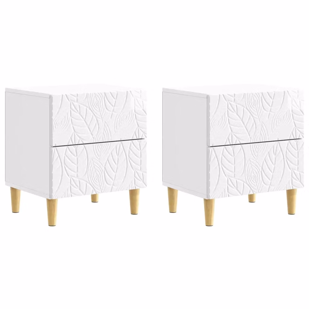 Set di 2 comodini moderni vidaXL in legno MDF bianco lucido L: 43 cm, P: 34,5 cm, H: 48 cm – 2