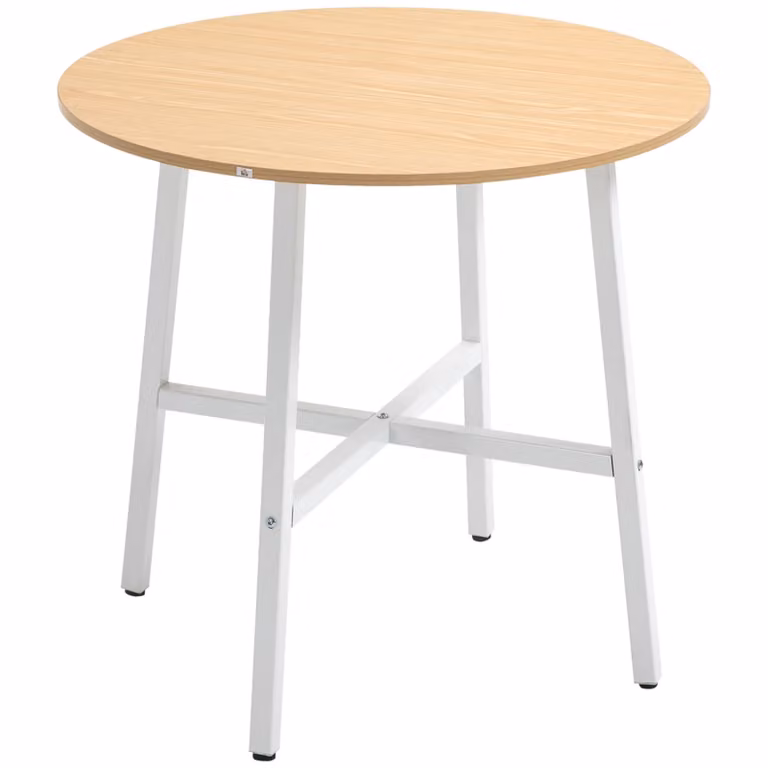 Tavolo da pranzo Fortuna Lai Tavolo da cucina per 4 persone, tavolo da soggiorno moderno in acciaio e legno naturale, 80x80x76 cm per sala da pranzo e cucina