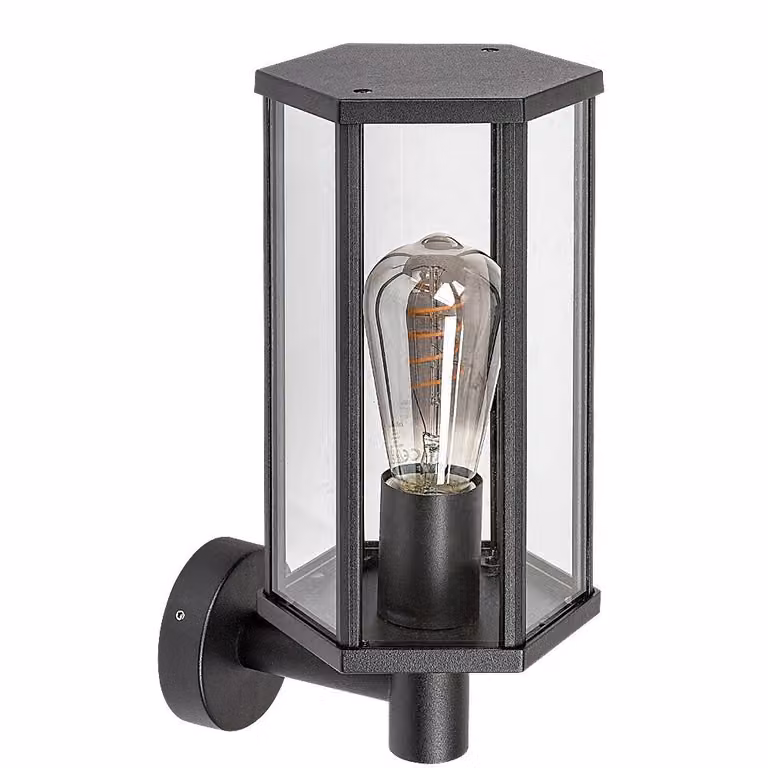 Rabalux 7239 Applique da esterno Dubrovnik, E27, alluminio, nero, classico, IP44, 31cm