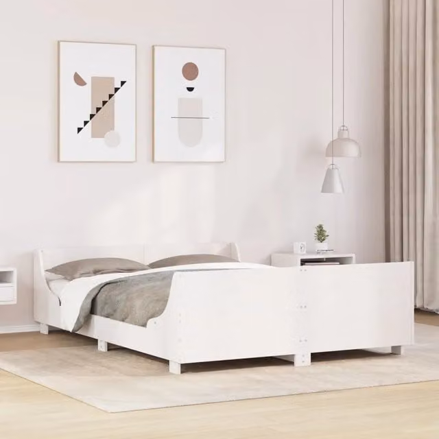 Letto matrimoniale | Letto per adulti | Letto senza Materasso Bianco 140x190 cm Legno Massello di Pino