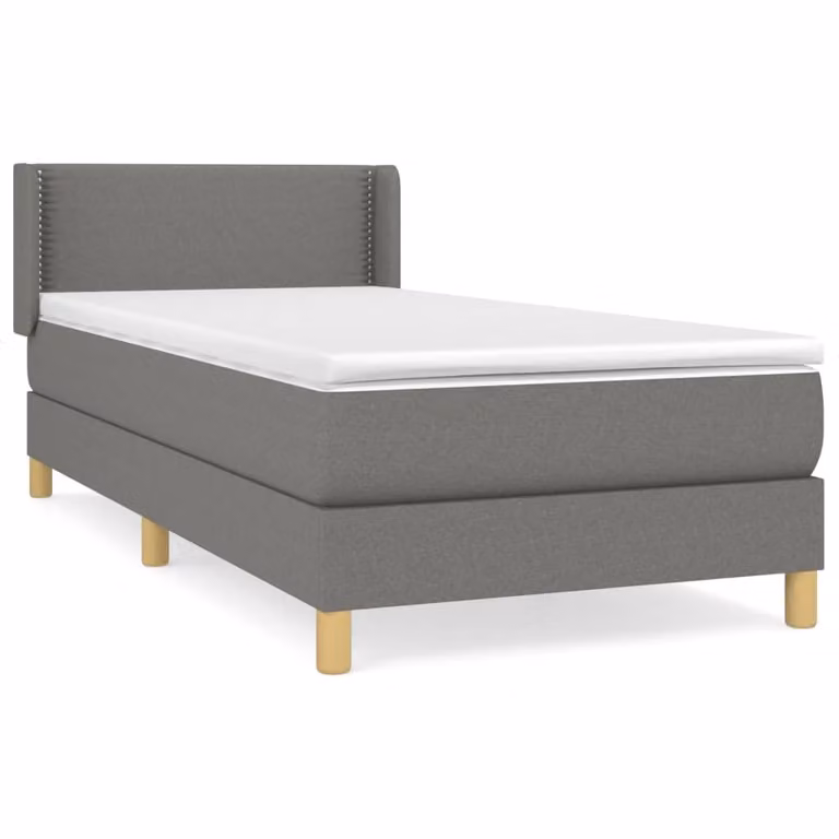 Giroletto a Molle con Materasso Grigio Scuro 100x200 cm Tessuto