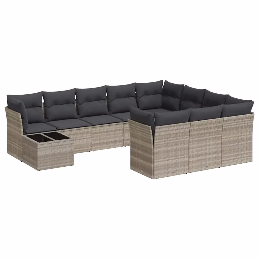 vidaXL Set Divani da Giardino 11 pz a Forma a L con Cuscini Grigio – 2