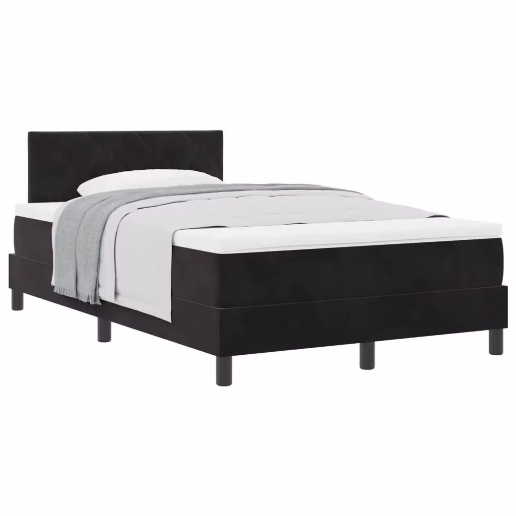Letto a molle moderno vidaXL in velluto nero con testiera L/P/H: 203 x 120 x 280 cm – 2