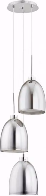 Lampadario a sospensione Alfa Ronda con 3 luci in metallo e vetro, colore argento e trasparente, regolabile in altezza