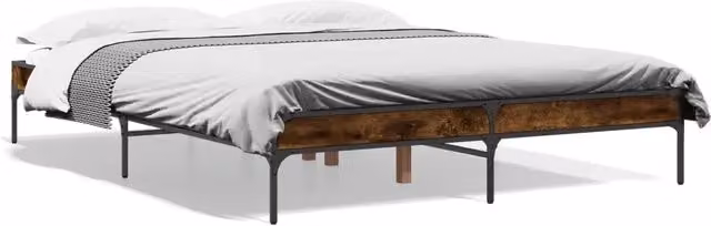 Letto matrimoniale Design In in legno e metallo Rovere Fumo L: 140 cm, P: 200 cm