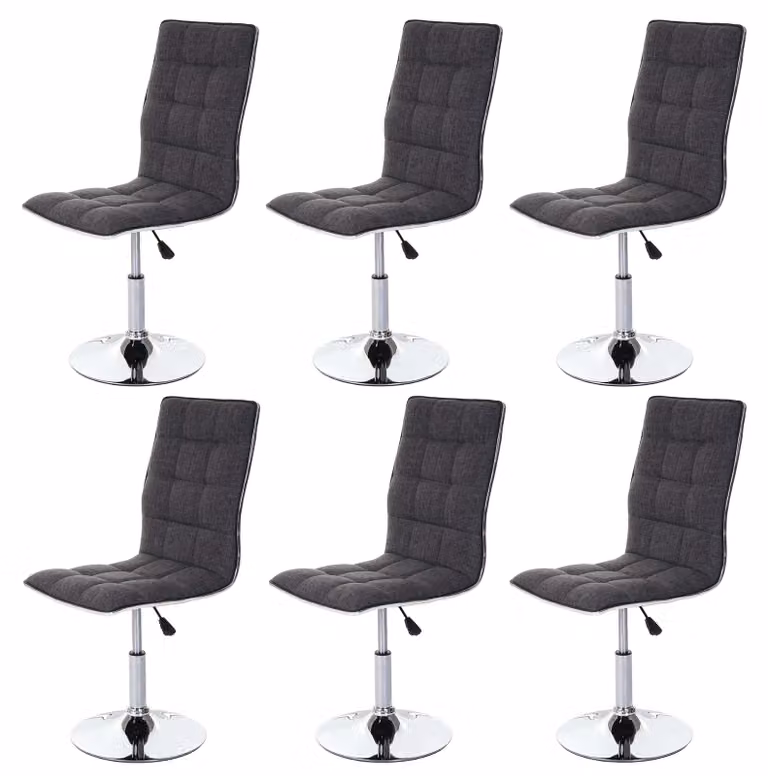 Set di 6 sedie da sala da pranzo | A x L x P 103 x 43 x 54 cm | Altezza seduta 41 cm | Tessuto/materiale tessile | Grigio | Sedia Sedia da cucina