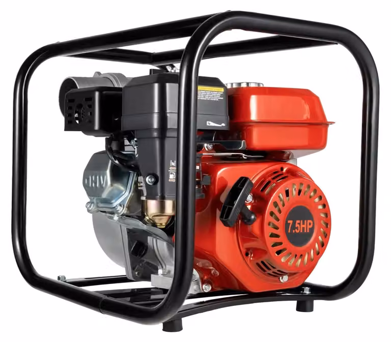 Pompa per irrigazione a benzina - Pompa dell'acqua a 4 tempi da 1500 W (7,5 CV) - Monocilindrica raffreddata ad aria - Serbatoio da 3,6 l - Pompa per giardinaggio e agricoltura - Rossa