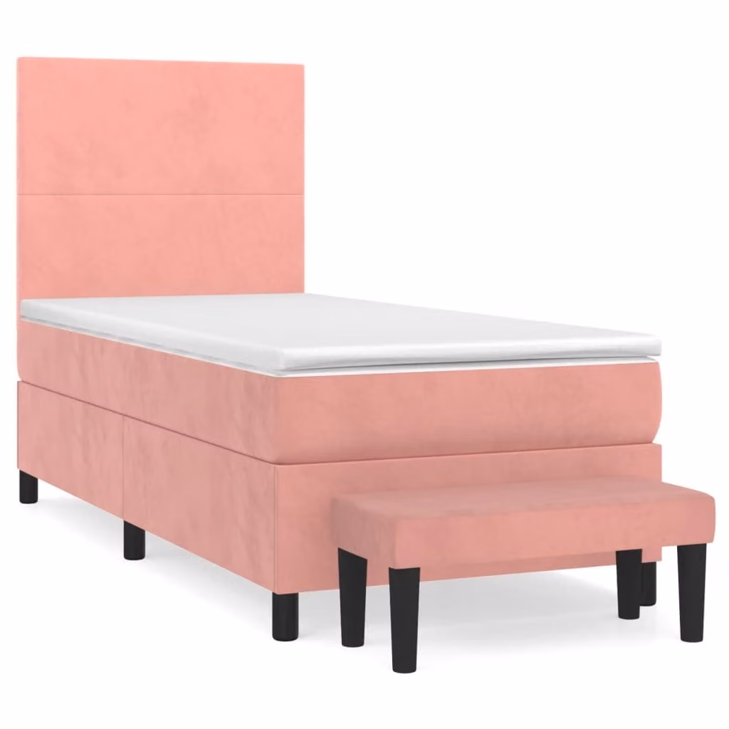 Giroletto a Molle con Materasso Rosa 80x200 cm in Velluto