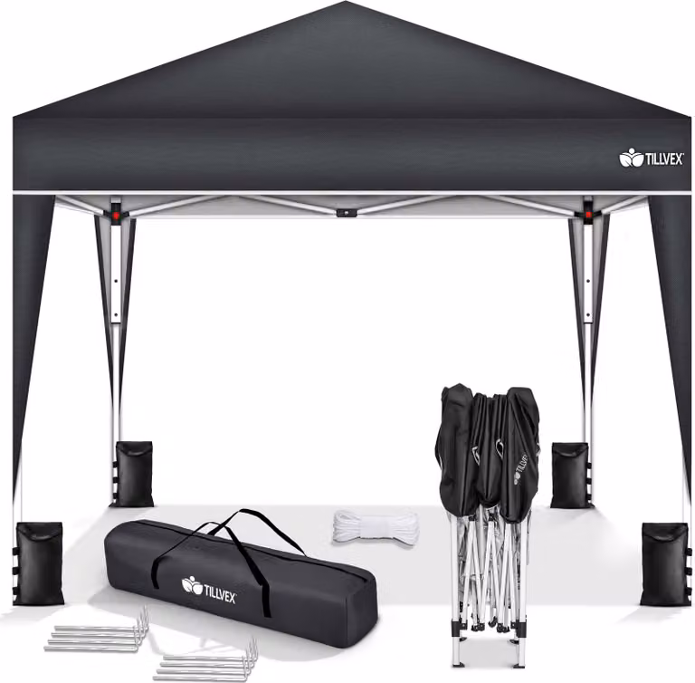 gazebo tillvex 3x3m antracite impermeabile | gazebo pop-up pieghevole regolabile in altezza | tenda da giardino protezione UV 50+ | tenda da festa con borsa per giardino