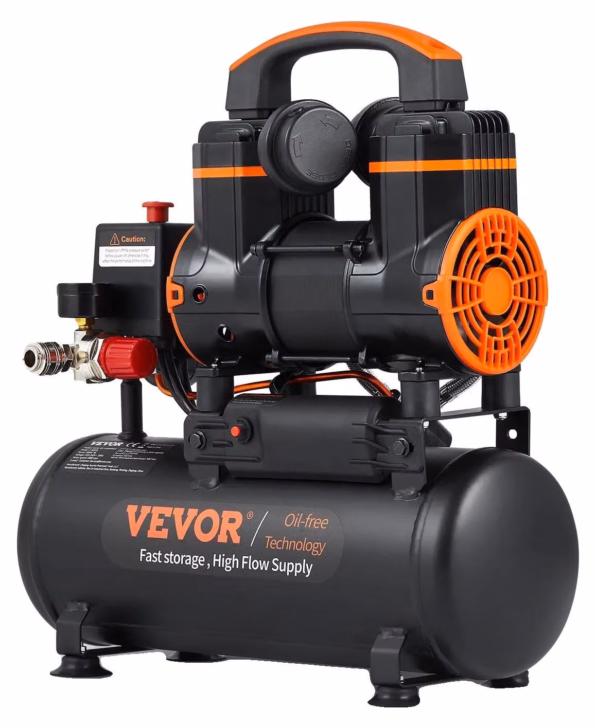 Compressore d'aria, serbatoio da 24 litri, motore da 900W, portata d'aria di 2,2 CFM a 90 PSI, velocità da 2800 a 3500 giri/min,