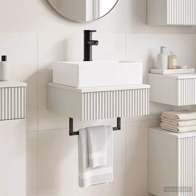 Lavabo da parete moderno vidaXL in MDF bianco L 40 cm x P 41 cm x H 39 cm