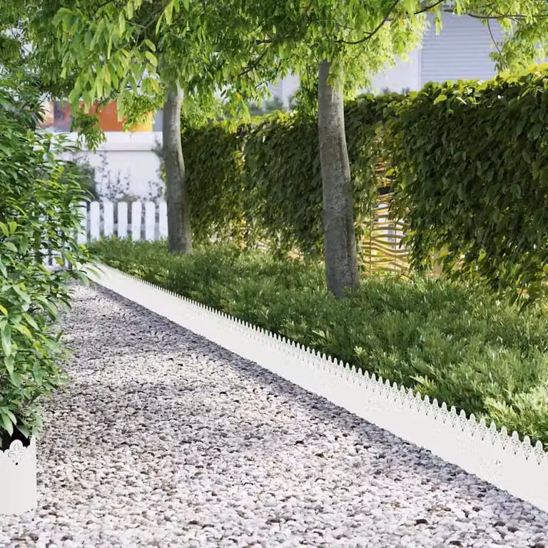 Set di 10 bordure per prato vidaXL in acciaio bianco, L: 103 cm, H: 22 cm, P: 0,05 cm