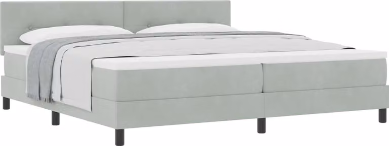 Letto a molle con materasso Grigio chiaro 200 x 200 cm Velluto