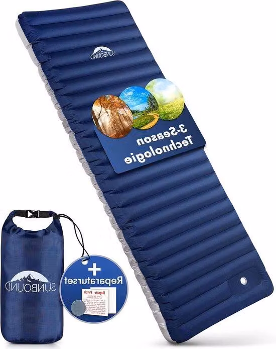 Materassino gonfiabile isolante, 12 cm di spessore, per un campeggio confortevole e ideale per viaggi on the road – perfetto per tende da campeggio