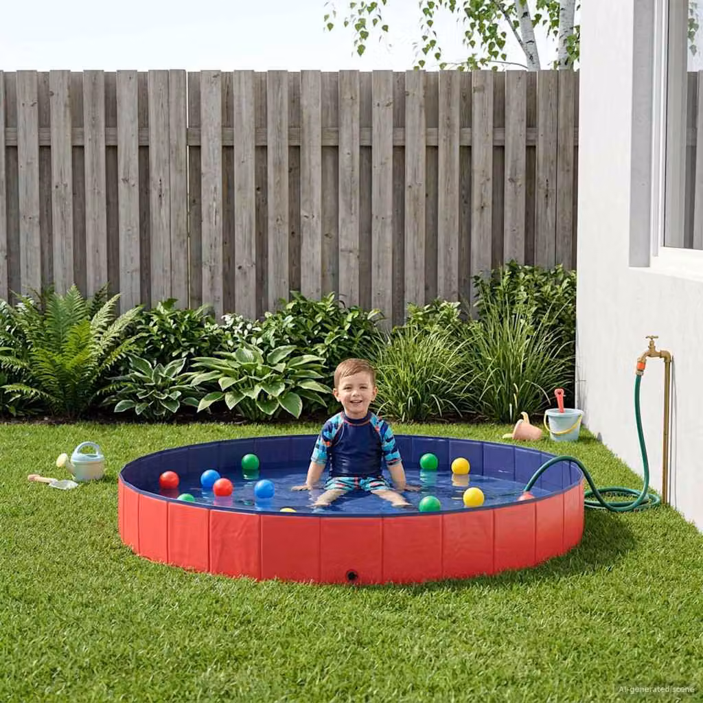Piscina gonfiabile rotonda per bambini vidaXL, colore rosso, Ø 300 x H 38 cm