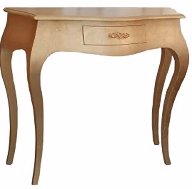 Consolle in legno Shabby chic foglia oro con maniglia infinito