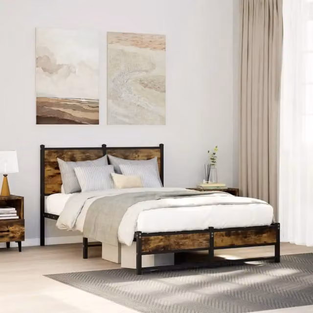 Giroletto senza Materasso in Metallo-Struttura Letto Rovere Fumo 120x200 cm 379614