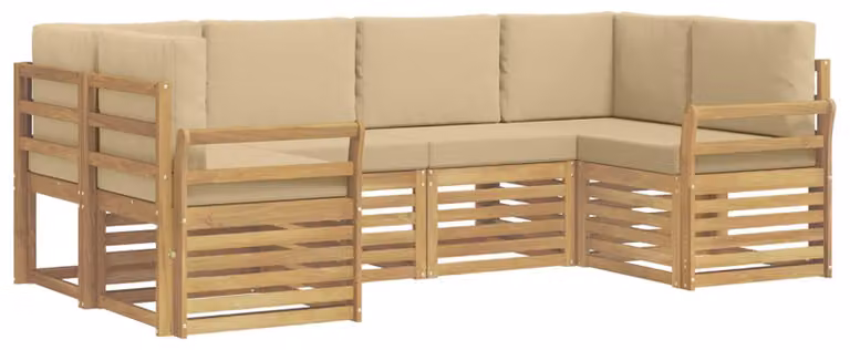 Set di divani da esterno, 6 pezzi, colore beige, dimensioni 245 x 130,5 x 73 cm