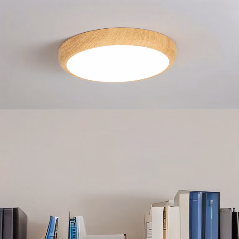 Lampada da soffitto a LED rotonda Ø 22,5 cm legno (pino) bianco 4400 K luce bianca neutra 2070 lm