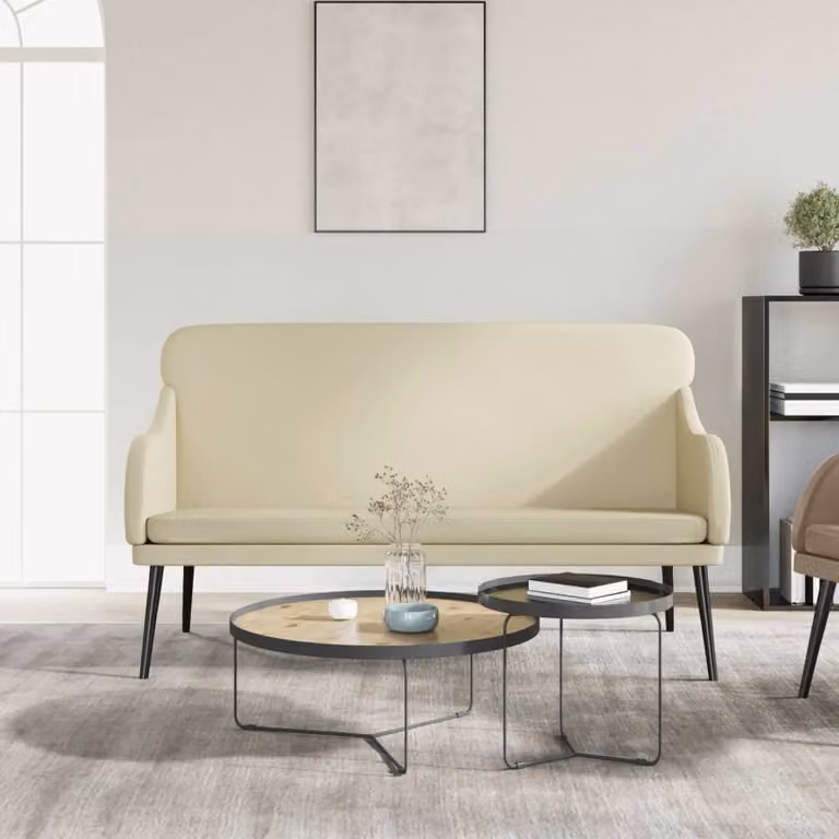 Panca moderna vidaXL in similpelle beige con braccioli L/P/H: 110 x 76 x 80 cm