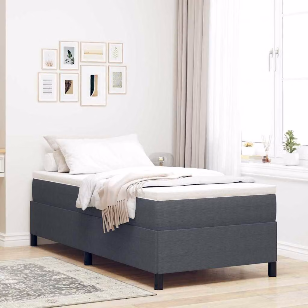 Maison Exclusive - Letto boxspring grigio scuro 100 x 200 cm in tessuto di velluto a coste