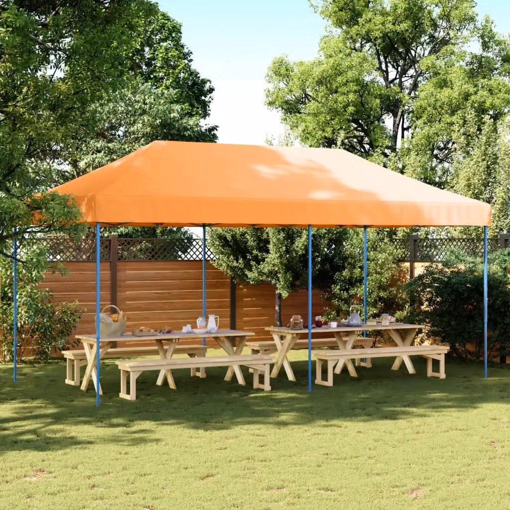 vidaXL Tenda da Festa Pieghevole Pop-Up Arancione e Blu L: 580 cm, P: 292 cm, H: 315 cm