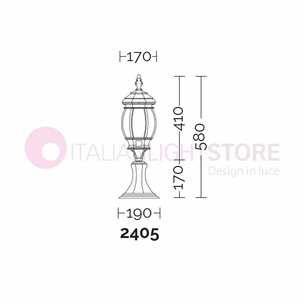 Lampada da esterno ENEA in alluminio stile classico per cancello e giardino, colore nero e verde, protezione IP43 – 2