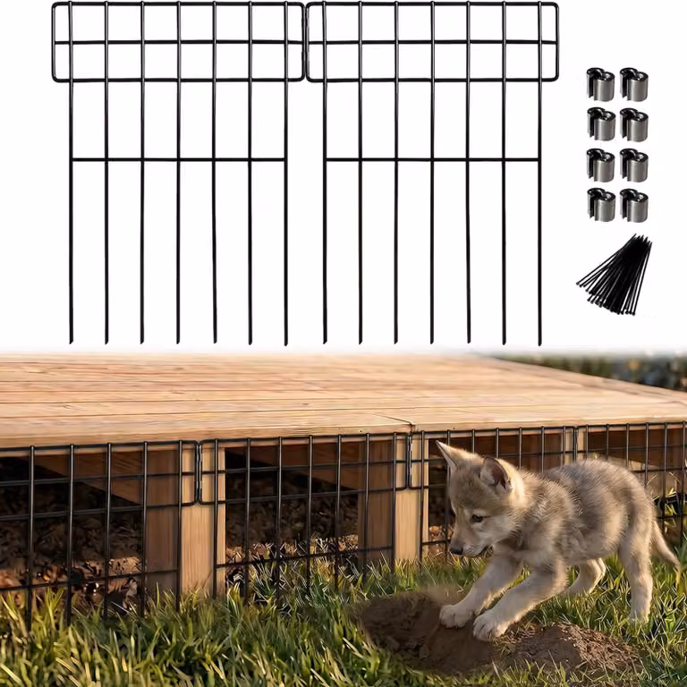 Recinzione per animali da giardino in metallo - 25 pannelli - 8,25 m - Nero - Senza scavo