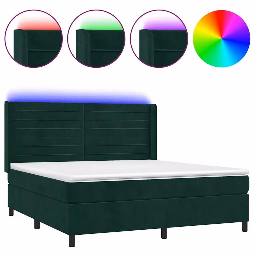 Letto Ibrido vidaXL in Velluto Verde con Materasso, Illuminazione LED Sotto il Letto e Porte USB, L/P: 180 x 200 cm – 2