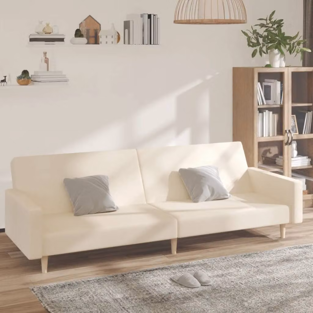 Maison Exclusive - Divano letto 2 posti, colore crema, rivestito in tessuto