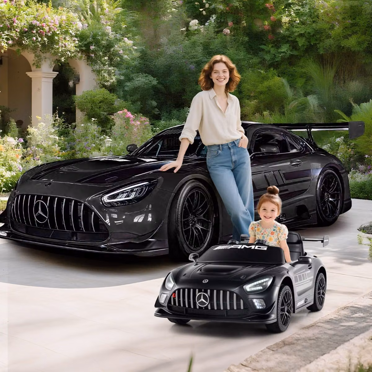 Auto elettrica Mercedes Costway per bambini con telecomando e batteria ricaricabile, colore nero