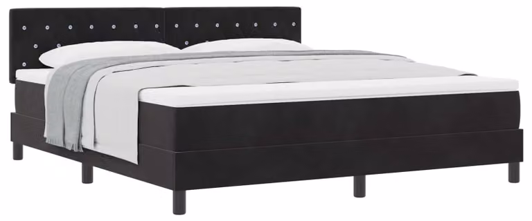Letto a molle con materasso nero 180 x 200 cm in velluto