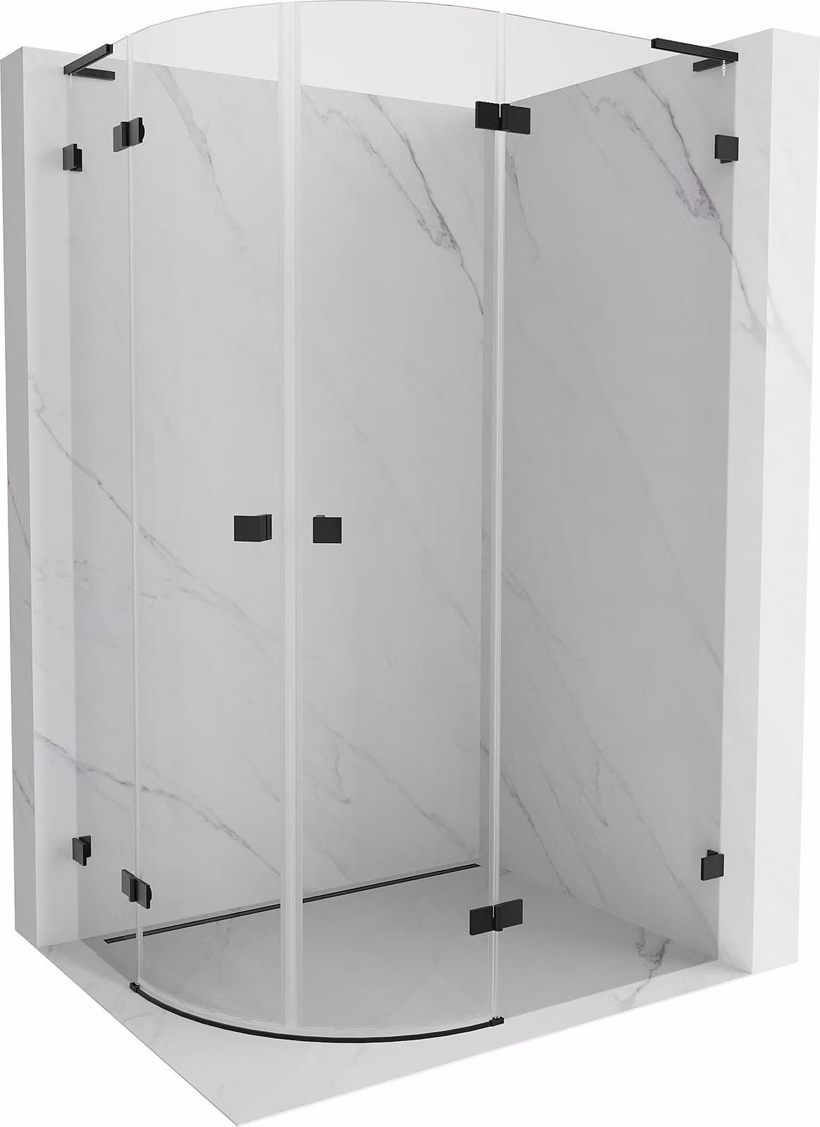 Mexen Lunar L cabina doccia semicircolare apribile destra 100 x 90 cm, trasparente, nero - 833L-100P-090L-70-00
