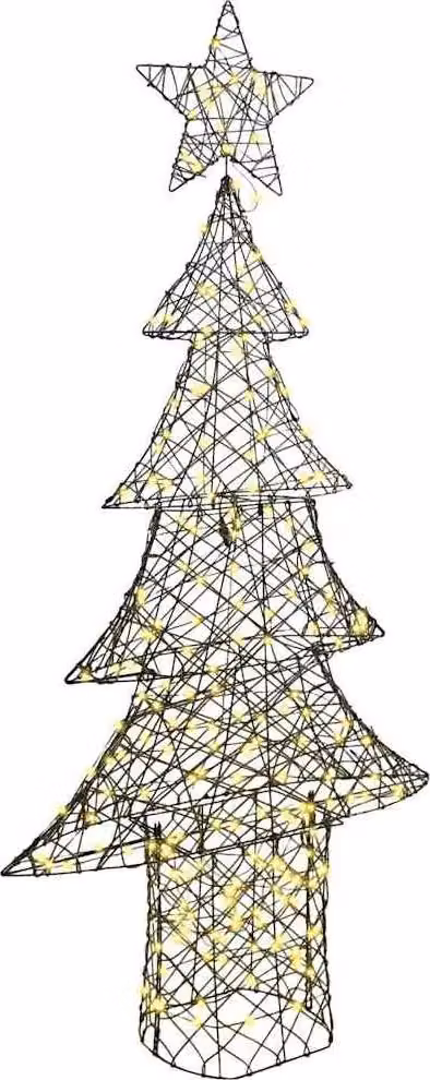Albero di Natale con 240 LED Bianco caldo 180 cm Rattan