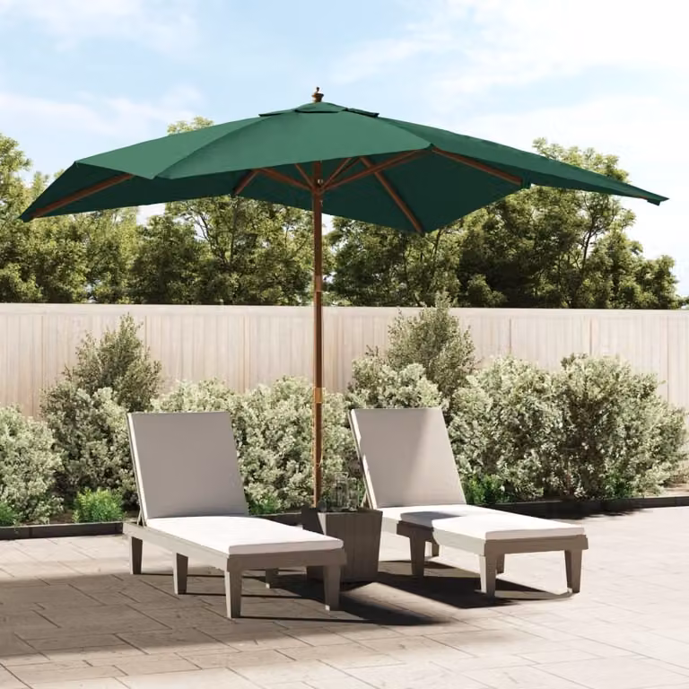 Maison Exclusive - Ombrellone con palo in legno, colore verde, dimensioni 300x300x273 cm