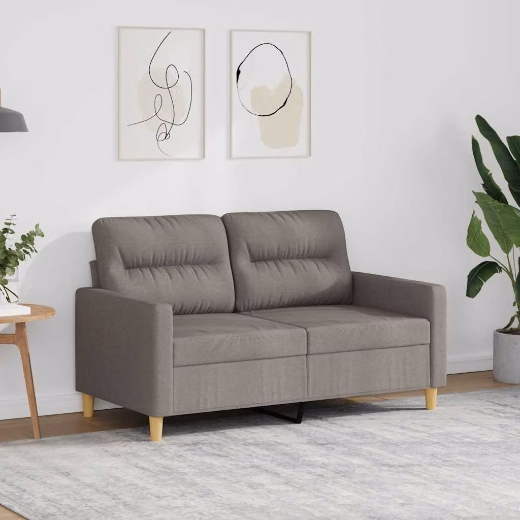 Divano a 2 posti moderno vidaXL in tessuto beige e grigio con struttura in metallo per il tuo soggiorno L 138 x P 80 x H 77 cm
