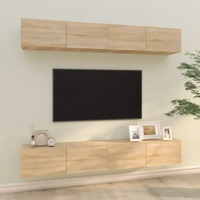 Mobili Porta TV a Parete 4 pz-Set di 4 Credenza per TV sospesa Rovere Sonoma 100x30x30 cm