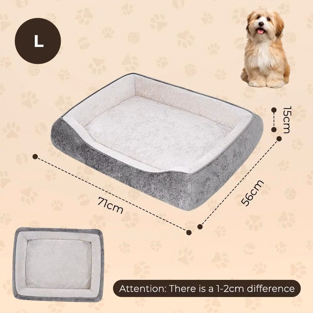 Cuccia per cani - Taglia L - Tessuto in pile corallo - Impermeabile - Lavabile in lavatrice - Con bordo di supporto