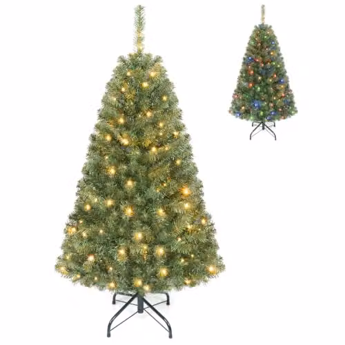 COSTWAY Albero di Natale 120/150/180/210/244/274 cm con Luci LED (120 cm)