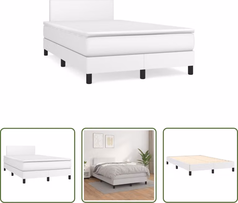 The Living Store Letto a molle con materasso bianco 120x190 cm in Pelle finta