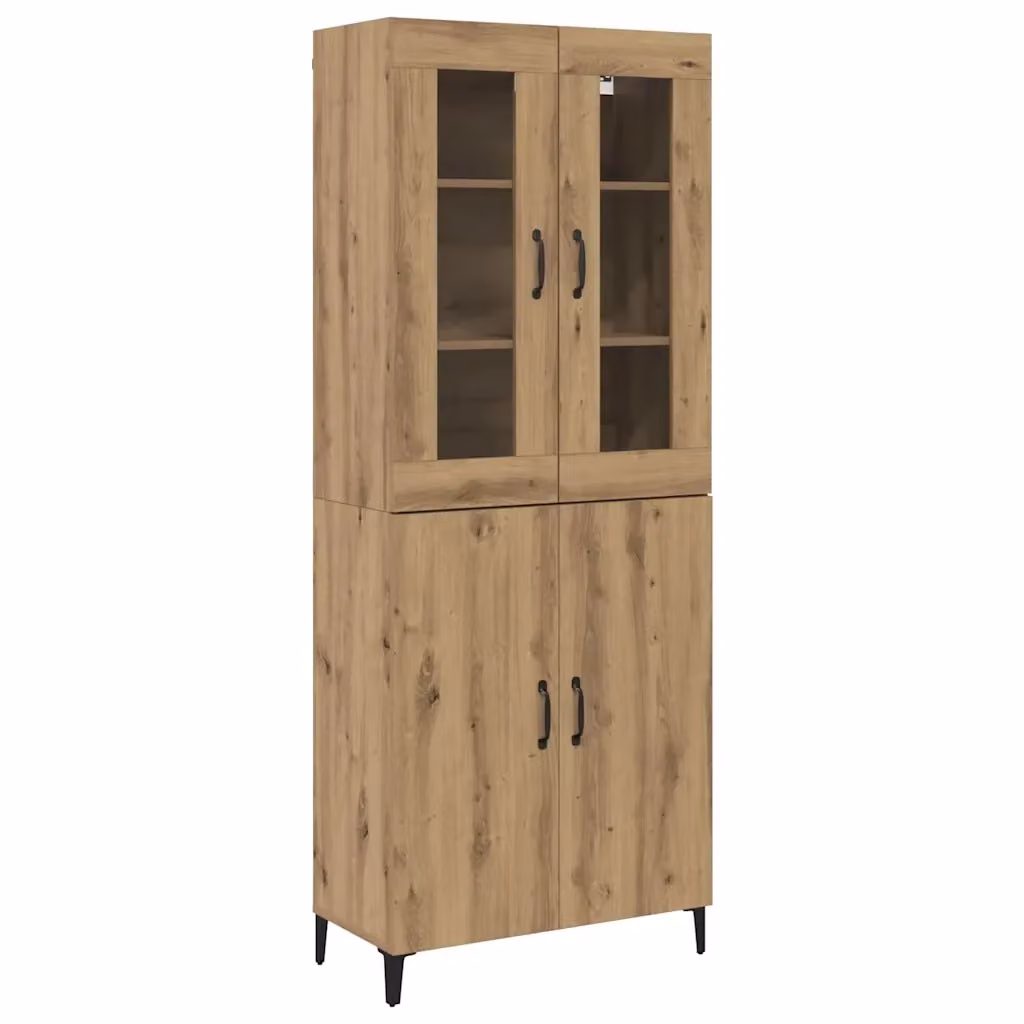 Set di 2 credenze moderne vidaXL in rovere e legno, colore beige e marrone, L/P/H: 69,5 x 34 x 180 cm – 2
