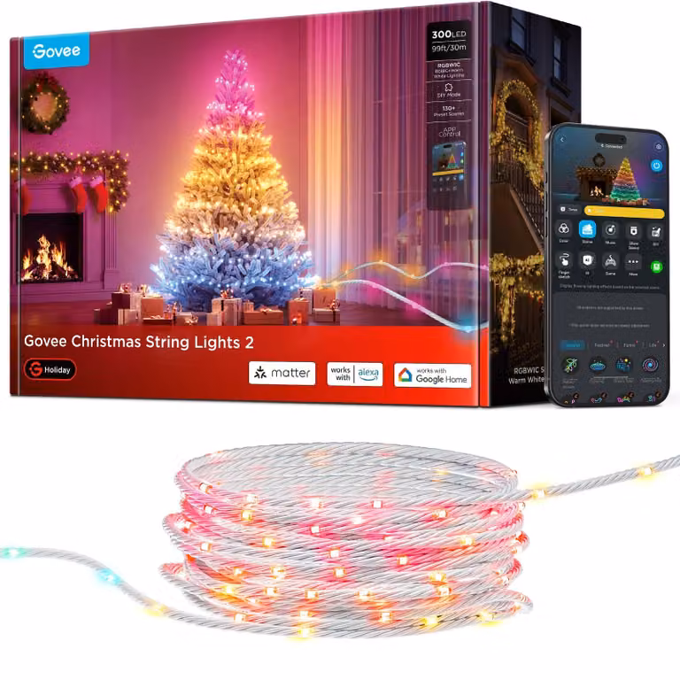 Catena luminosa RGBWIC, 30 metri, 300 LED, oltre 130 scene, controllo tramite app