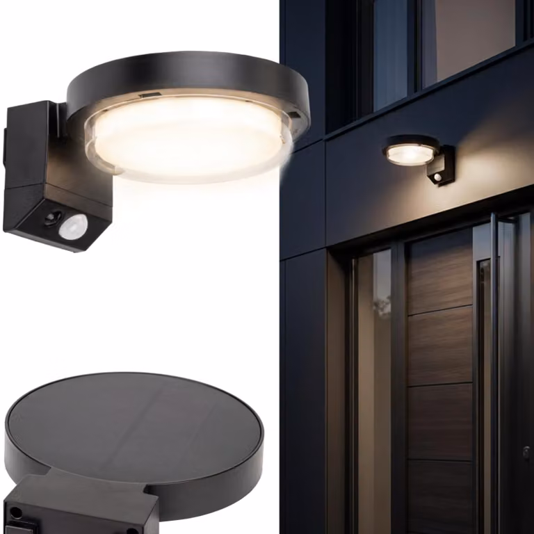 LUMILED Lampada da parete solare LED MURUS, luce neutra 4000K, lampada da esterno. Lampada solare con sensore di movimento, grado di protezione IP44, adatta per esterni, giardino, recinzioni, pareti, terrazze, ingressi