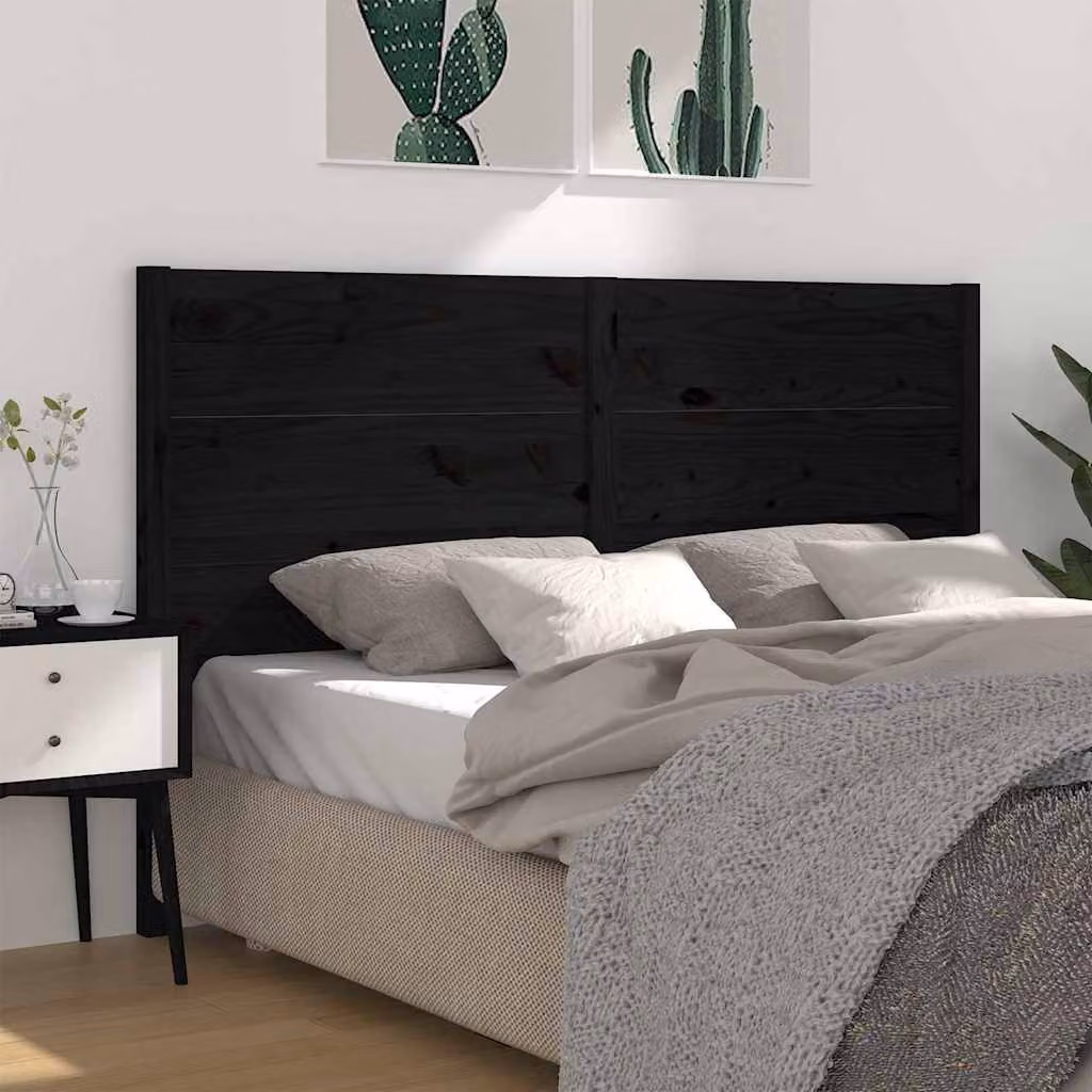 Testiera per letto vidaXL in legno massello di pino nero, stile rustico, L 126 cm x H 100 cm x P 4 cm