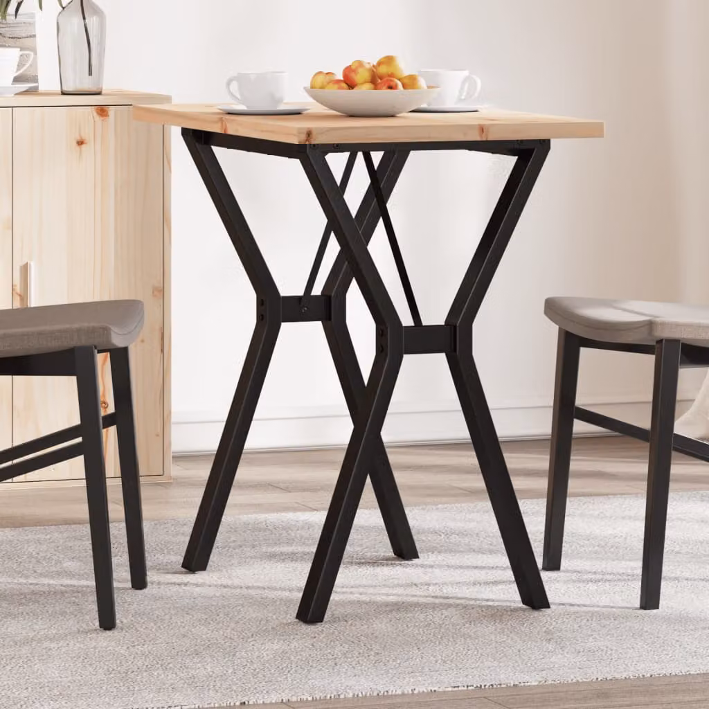 vidaXL Tavolo da Pranzo Rettangolare in Legno di Pino e Acciaio con Telaio a Y, Marrone, L 80 x P 50 x H 75,5 cm