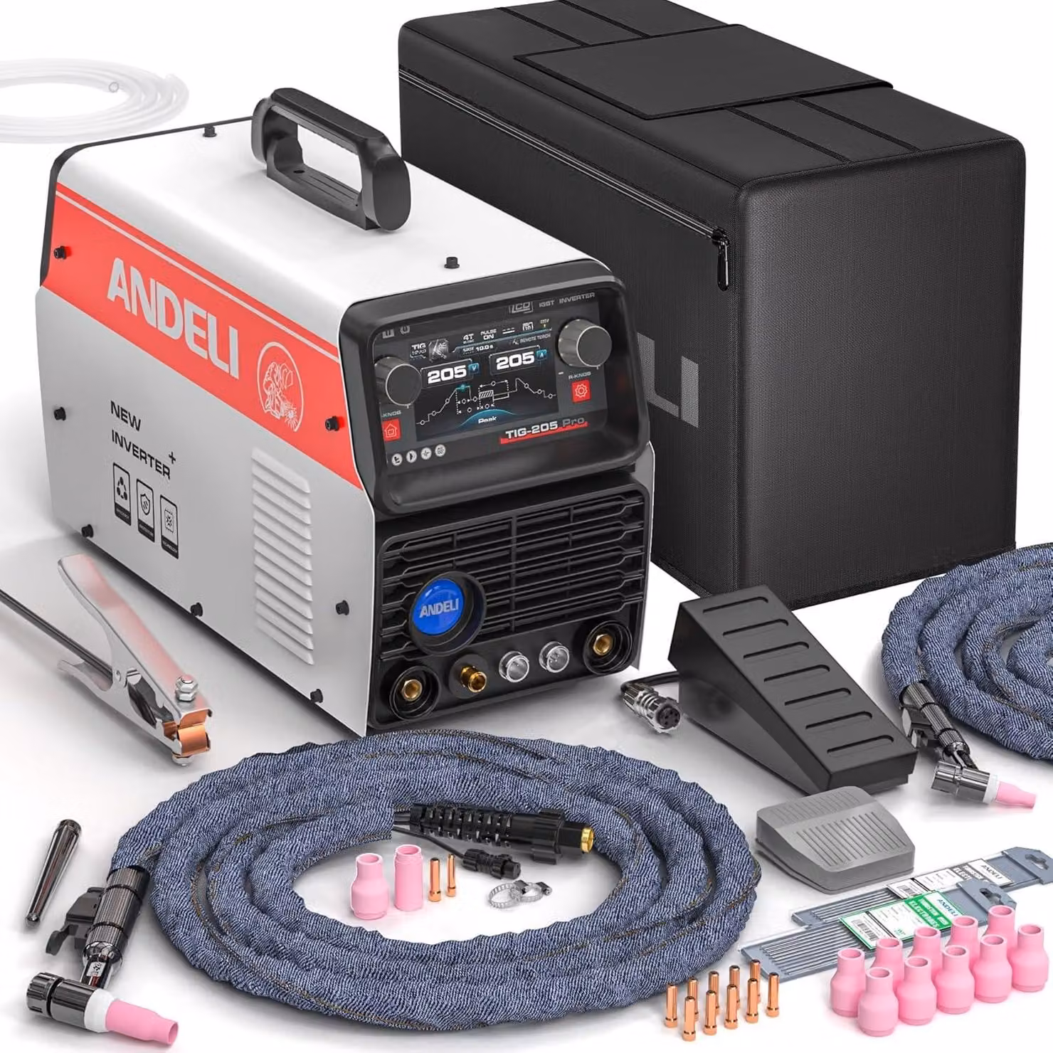 Saldatrice TIG multifunzione 10-in-1 con corrente alternata (AC) e continua (DC) e pedale di controllo